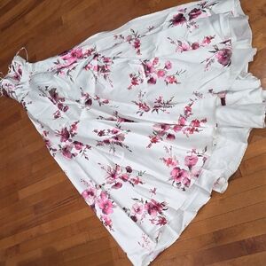 B Darlin White and Pink Floral Prom Dress